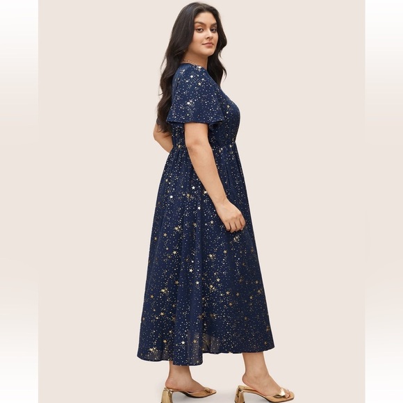 BloomChic Plus Size Star Button Pocket Wrap Split Ruffles Maxi Dress - Picture 2 of 8